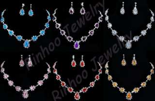 Wholesale 6 Sets Fashion Wedding/Party Rhinestone Necklace Earrings 