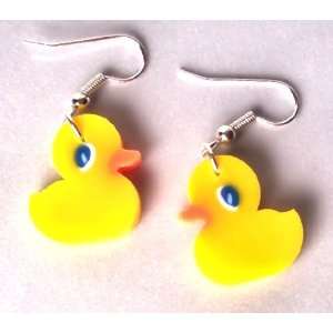  Yellow Ducks Novelty Dangling Earrings Pierced 1 Inch 