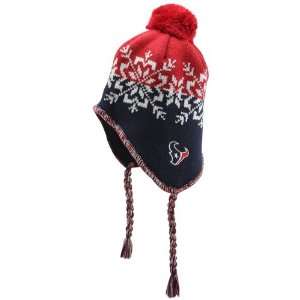 Houston Texans Red Navy Blue Snowflake Tassel Knit Beanie  