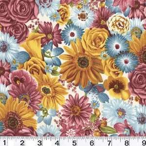   Garden Floral Bouquets Jewel Fabric By The Yard Arts, Crafts & Sewing
