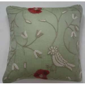  Crewel Pillow Snowbird Pistachio Silk Organza (16X16 