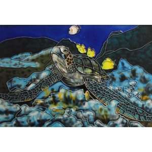   Sea Turtle Reef Decorative Ceramic Wall Art Tile 8x12