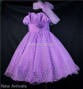 Purple Flower Girls Party Pageant Dress Size 5T 6T PU2Y  