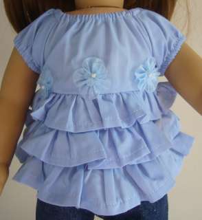 DOLL CLOTHES fits American Girl Blue Ruffley Blouse  