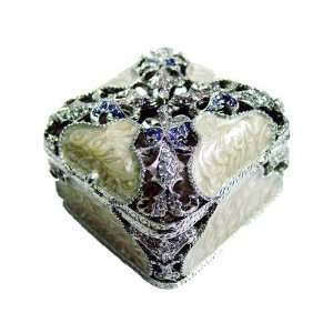  European Cream Bejeweled Trinket Box 