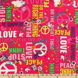  44 Wide Bag It Peace Hot Pink Fabric By The Yard Arts 