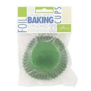  Fox Run Green Foil Baking Cups, Standard Size, 32 Cups 