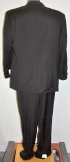 Jos. A. Bank Mens Two Button Black Pinstripe Suit Size 48R  