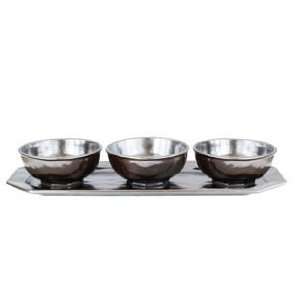  Pewter Stoneware Four Piece Hostess Set