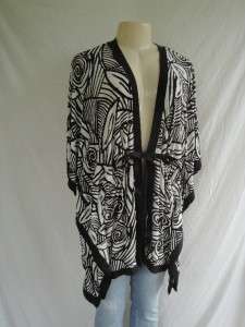 CHICOS TRAVELERS Artsy Kimono Tunic Jacket Top Poncho Shirt 2 3 M L XL 