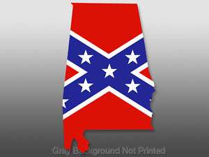 Alabama Shaped Rebel Flag Sticker  decal confederate al  