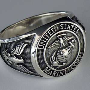 UNITED STATES ARMY   MARINE CORPS USMC SILVER 925 RING  