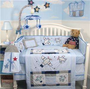 SoHo Airplane Baby Crib Nursery Bedding Set 10pcs  