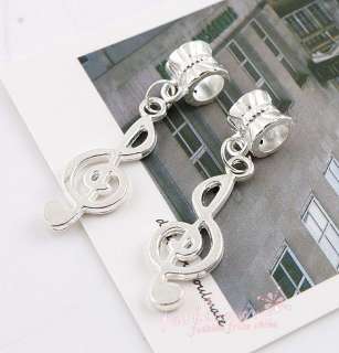 50pc Silver Plated Clef Music Note Alloy Charm Beads1  