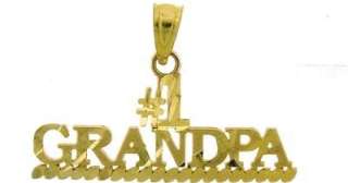 10K YELLOW GOLD NUMBER ONE GRANDPA CHARM GIFT PENDANT  
