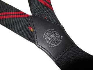 Ralph Lauren Black Red Stripe Rugby Torch Suspenders Polo Braces 