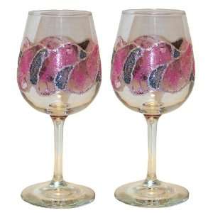   Painted Wine Glasses. Set of 2. Signed by Artisan