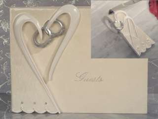 3pc TWO BECOME ONE HEART Wedding Guest Book Pen & Base Wedding 