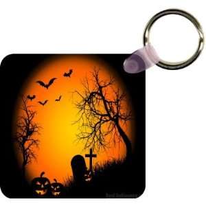  Halloween Silhouette Graveyard Art Key Chain   Ideal Gift 