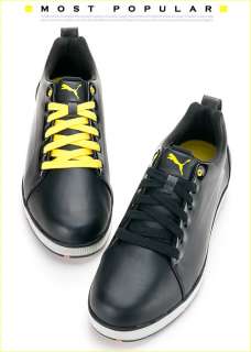 BN PUMA Mens HC Lfux Golf Shoes Black Cyber, Yellow Orange 18583106 