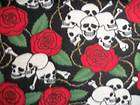 Fleece fabric by yard Skull, bones & rose punk print