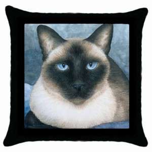 Black Throw Pillow Case from painting Siamese Cat 547  