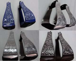 YESRD Aluminum Engraved Silver Western Show Stirrups many color  