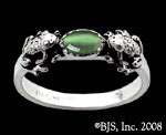 Silver Double Frog Ring w/ Gemstone, Frog Jewelry, Your Size, Natural 