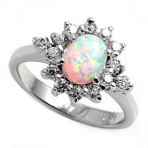  Sterling Silver Lab Opal Ring   3mm Band Width   13mm Face 