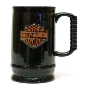  Harley Davidson Large 24 Ounce Ceramic Mug Black with Bar 
