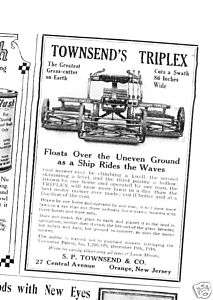 1920 Antique Townsends Triplex Lawn Mower Ad  
