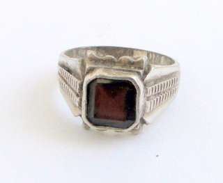 vintage sterling silver Garnet gemstone ring antique  