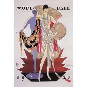  MODE BALL 1928 FASHION MODEL MANEQUIN VINTAGE POSTER REPRO 
