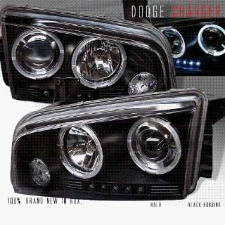 com Dodge Charger Headlights Black Halo LED Headlights 2005 2006 2007 