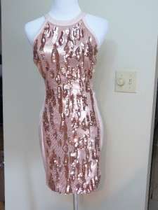 2012 NEW BEBE Textured Sequin Cutout Dress Pink XS/S $169  