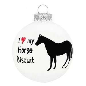  Personalized I ♥ My Horse Glass Ornament