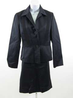 BARNEYS NEW YORK Black Cotton Jacket Skirt Suit Sz 8 14  