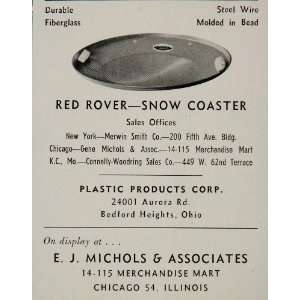  1961 Ad Red Rover Snow Coaster Flying Saucer Winter Toy 