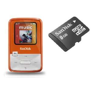 SanDisk 4GB Sansa Clip Zip  Player ORANGE with 8GB microSDHC Card 