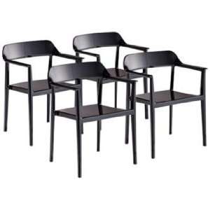  Set of 4 Zuo Delight Black Outdoor Dining Chairs