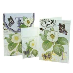  Punch Studio Floral Monogram Pouch Note Cards  #56976T 