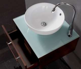   Ceramic Round Porcelain Sink Cabinet Vanity w/ Faucet & shelf s028