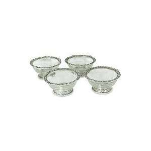 Aluminum and glass bowls, Crystal Rose (set of 4)  