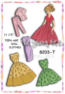 8203 Vintage Doll Clothes Teen Pattern Barbie 11 1/2  