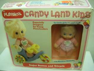 RARE Playskool Candy Land Kids Sugar Button & Tricycle  