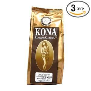 Kona Joe Coffee Chocolate Flavored Coffee, 8 Ounce Bags (Pack of 3 