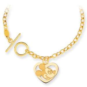  Disneys Mickey Mouse Heart Charm Bracelet in 14 Karat 