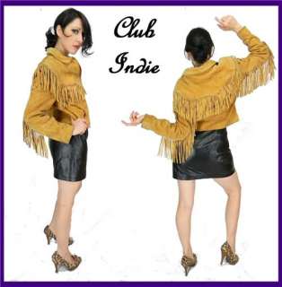 spice things up with this cute golden brown western fringe jacket from 
