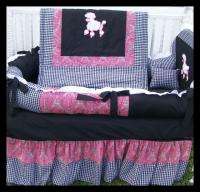 NEW baby crib bedding set FRENCH POODLE PARISIAN fabric  