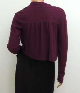 Eileen Fisher Plum Purple Open Wool Cardigan Sweater Small  